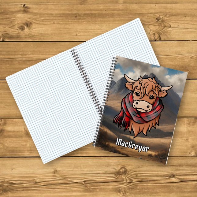 Cuaderno Vaca Highland con Rob Roy MacGregor Tartan Scarf (Subido por el creador)