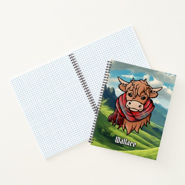 Cuaderno Vaca Highland con Wallace Tartan Scarf (Interior)