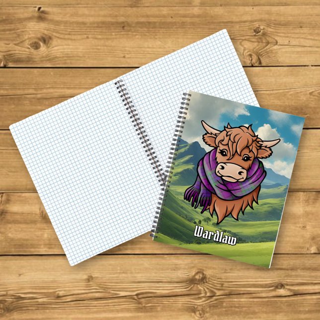 Cuaderno Vaca Highland con Wardlaw Tartan Scarf (Subido por el creador)