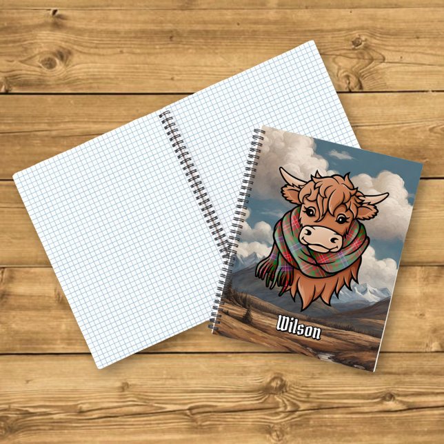 Cuaderno Vaca Highland con Wilson moderno Tartán Scarf (Subido por el creador)