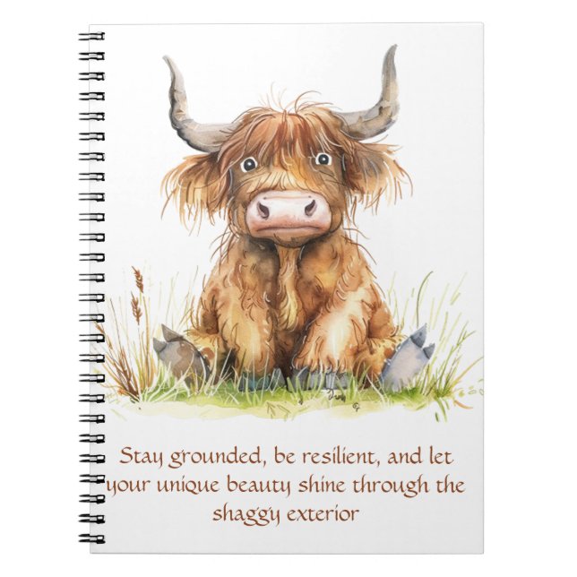 Cuaderno Vaca Highland inspiradora (Frente)