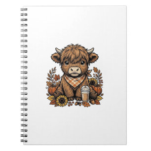 Cuaderno Vaca Highland Otoño Vintage Arte Granja Casa