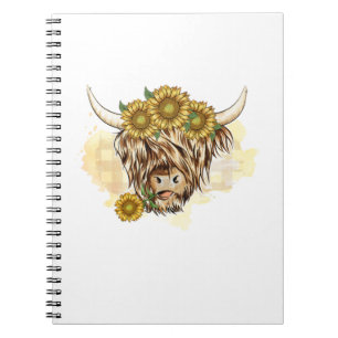 Cuaderno Vaca Highland Y Sunflower. Diseño perfecto para pe