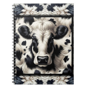 Cuaderno Vaca negra y blanca Cuero de vaca Aspecto peludo y