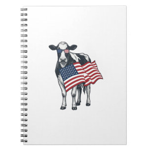 Cuaderno Vaca Patriótica Bandera Americana Diseño de Grabad