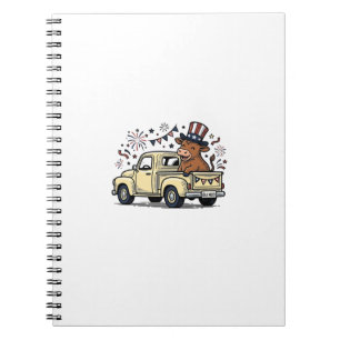 Cuaderno Vaca Patriótica Diseño de Vector de Camión del 4 d