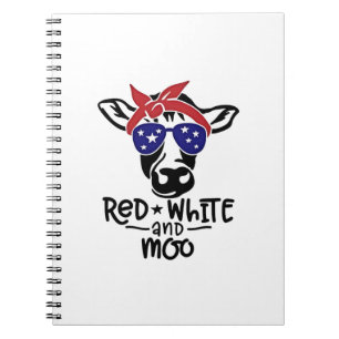 Cuaderno Vaca patriótica roja y moro 4 de julio