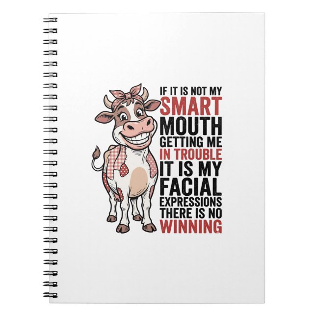 Cuaderno Vaca Sassy Divertida Boca Inteligente Gráfico Vint (Frente)