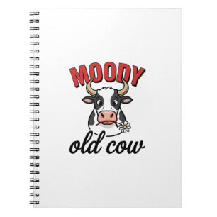 Cuaderno Vaca vieja malhumorada Diseño de camiseta de vaca