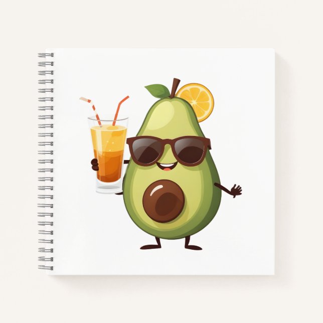 Cuaderno Vacaciones alegres y divertidas de aguacate Fruta  (Anverso)