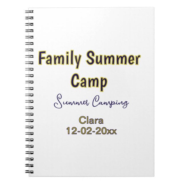 Cuaderno Vacaciones de camping familiar personalizadas agre (Frente)