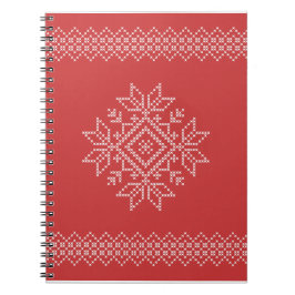 Cuaderno Vacaciones de Navidad roja cosida de cruz de nieve