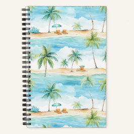 Cuaderno Vacaciones de verano en palmeras de playa -