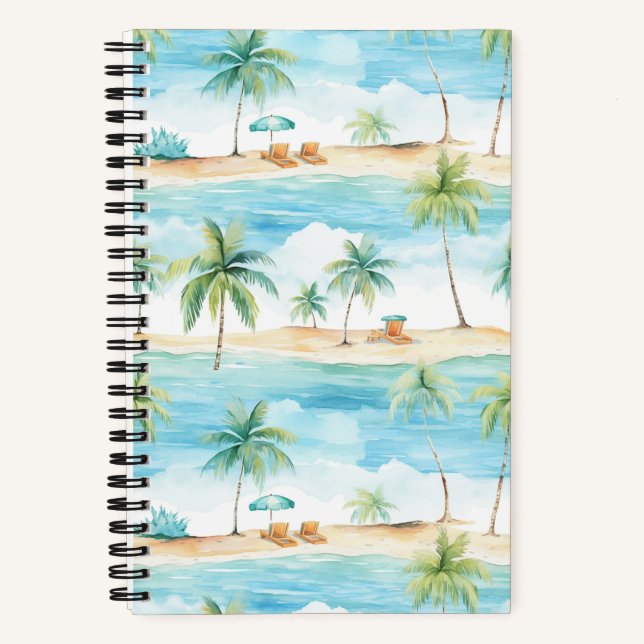 Cuaderno Vacaciones de verano en palmeras de playa - (Anverso)