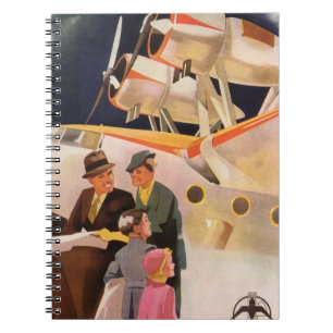 Cuaderno Vacaciones familiares vintage en hidroavión con hé