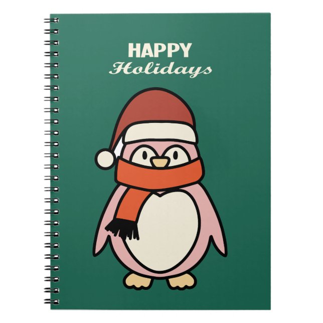 Cuaderno vacaciones felices pingüino rosa (Frente)