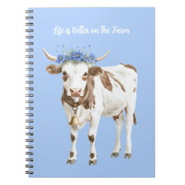 Cuaderno Vacas Flores Azules