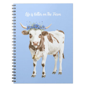 Cuaderno Vacas Flores Azules