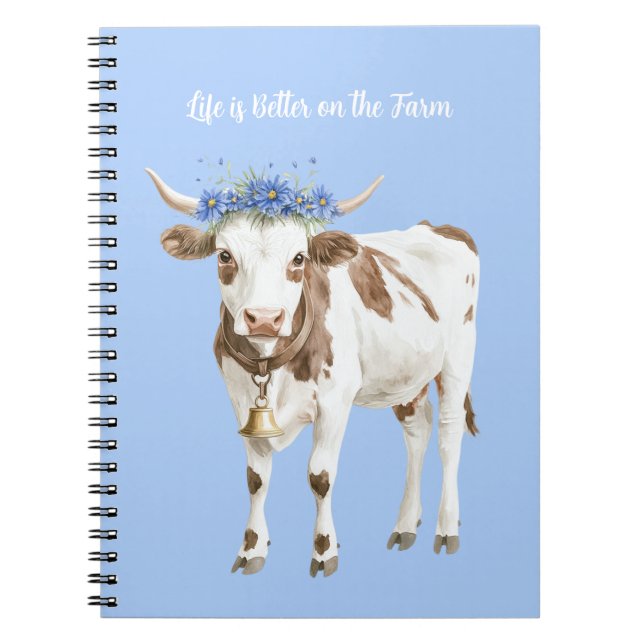 Cuaderno Vacas Flores Azules (Frente)