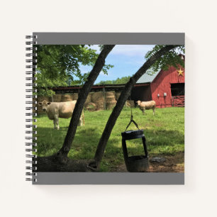 Cuaderno Vacas y granjas, impresión rural de lienzo en Caro