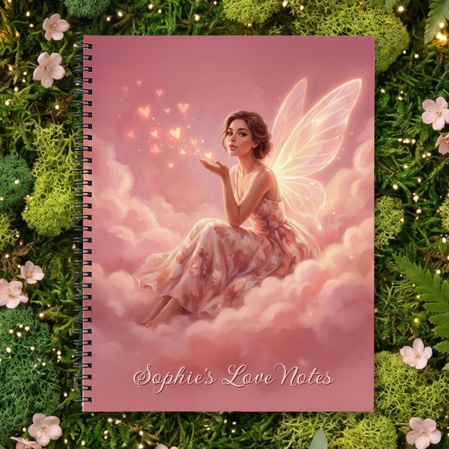 Cuaderno Valentine Fairy on Pink Clouds Fantasy Art Name (Subido por el creador)