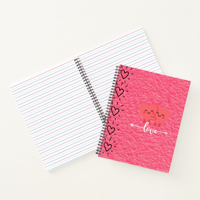 Cuaderno Valentine’s Day Love Notebook – Pink Hearts Design (Interior)