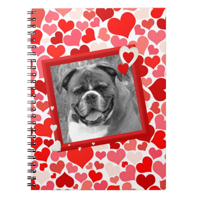Cuaderno Valentines Boxer Dog Hearts (Frente)