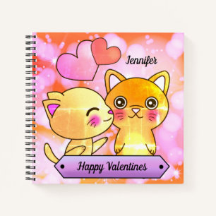Cuaderno Valentines Cute Kittens Romance