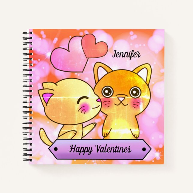 Cuaderno Valentines Cute Kittens Romance (Anverso)