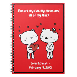 Cuaderno Valentine's Day Bear Heart: Joyful Love Laughter 
