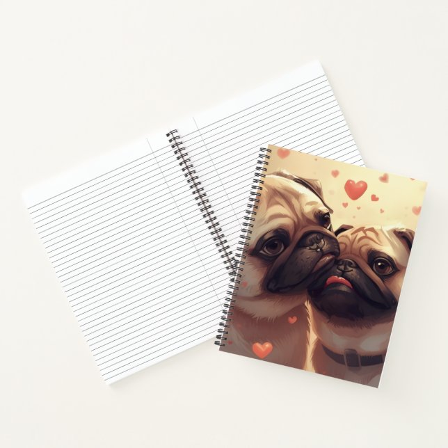 Cuaderno Valentine's Day Pug Notebook: Pugs & Kisses (Interior)