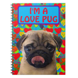 Cuaderno Valentines Love Hearts Photo Pug Dog