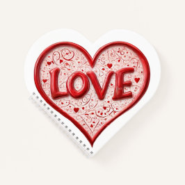 Cuaderno Valentines Red Love Heart White Name