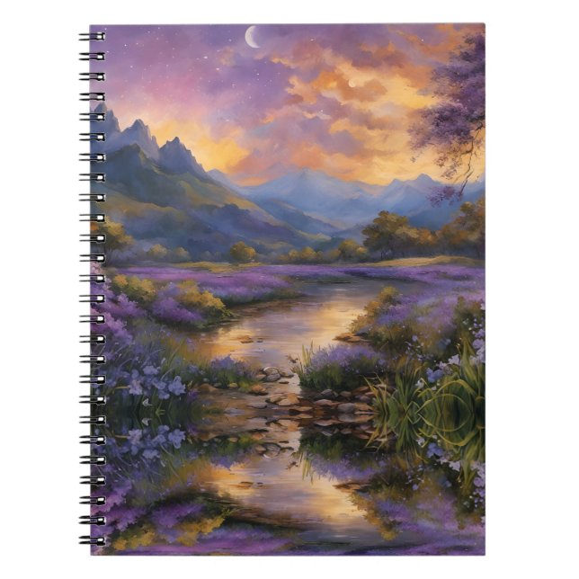 Cuaderno Valle de la Montaña Lavanda al Amanecer (Frente)