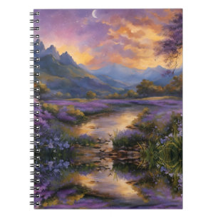 Cuaderno Valle de la Montaña Lavender al amanecer