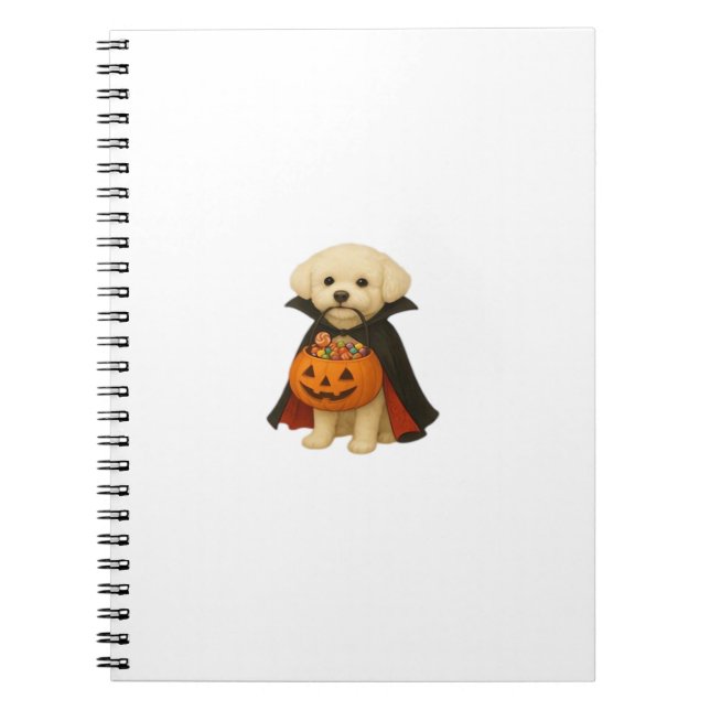 Cuaderno Vampiro de Bichon Frisé Halloween con calabaza (Frente)