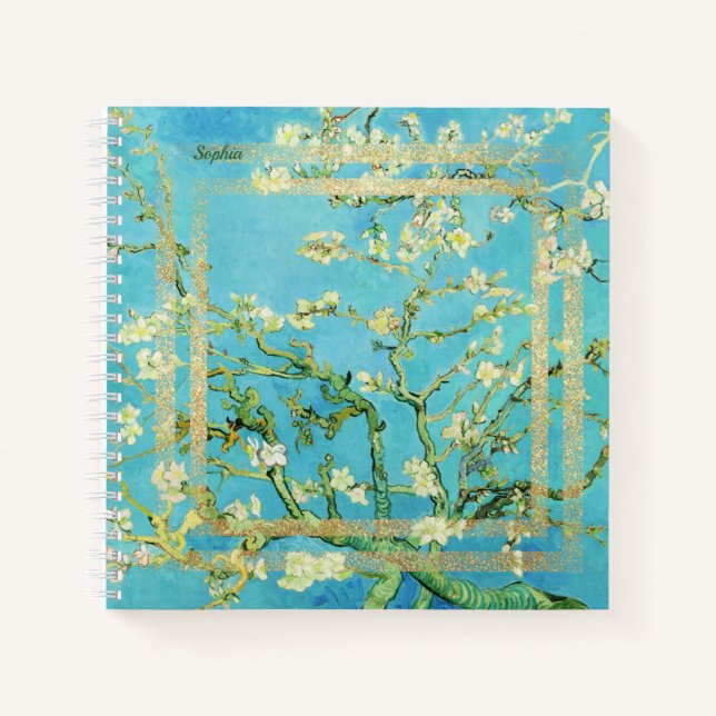Cuaderno Van Gogh Almond Blossom con polvo de oro (Anverso)