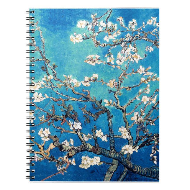 Cuaderno Van Gogh Almond Blossoms turquesa brillante (Frente)