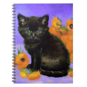 Cuaderno Van Gogh Black Kitten con girasoles