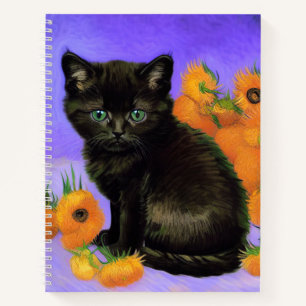 Cuaderno Van Gogh Black Kitten con girasoles