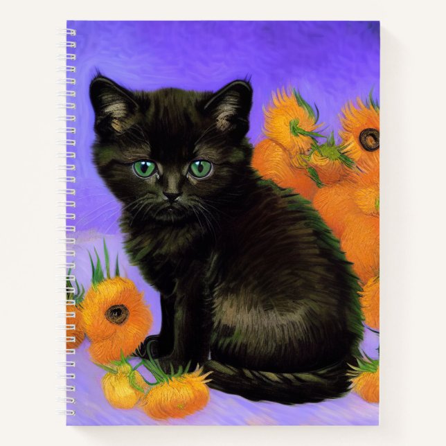 Cuaderno Van Gogh Black Kitten con girasoles (Anverso)