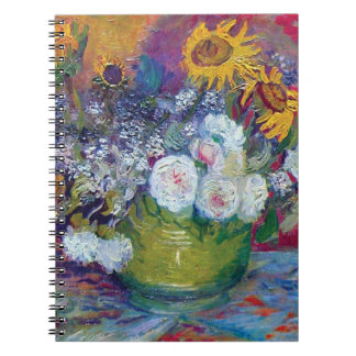 Cuaderno Van Gogh - Naturaleza Muerta con Rosas y Girasoles