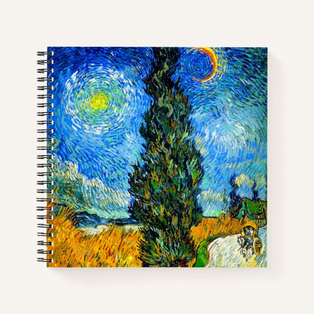 Cuaderno Van Gogh Road con Cypress y Star (Anverso)