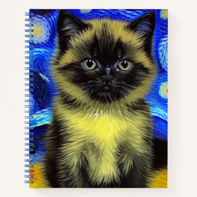 Cuaderno Van Gogh Starry Night Siamese Cat (Anverso)