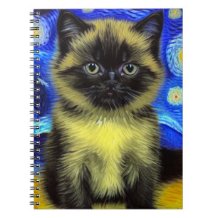 Cuaderno Van Gogh Starry Night Siamese Cat