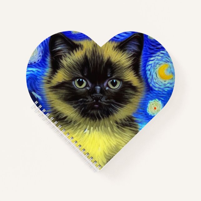 Cuaderno Van Gogh Starry Night Siamese Cat (Anverso)