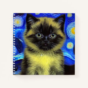 Cuaderno Van Gogh Starry Night Siamese Cat