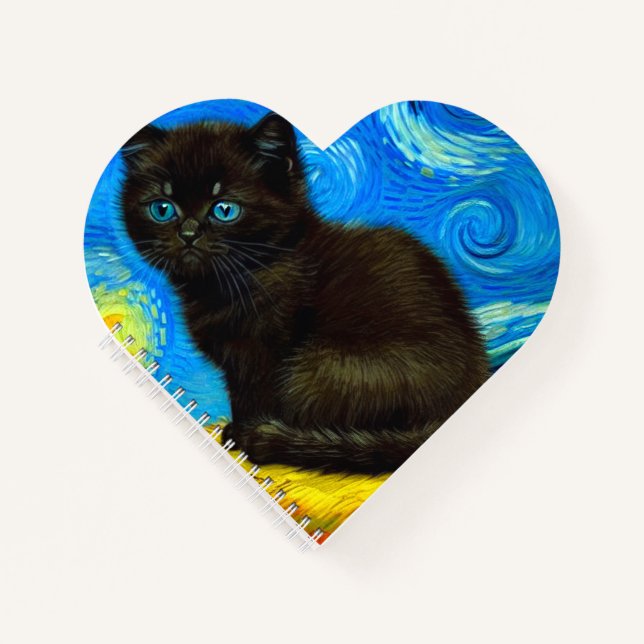 Cuaderno Van Gogh Style Starry Night Cat (Anverso)