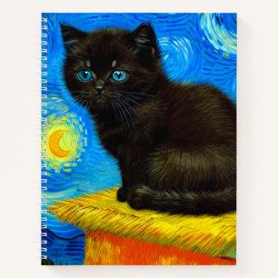 Cuaderno Van Gogh Style Starry Night Cat
