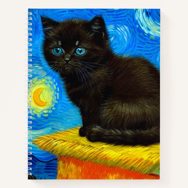 Cuaderno Van Gogh Style Starry Night Cat (Anverso)